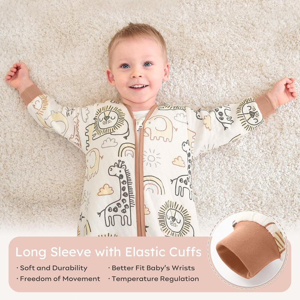 Yoofoss Baby Sleep Sack - 1.0 Tog Organic Cotton Long Sleeve Wearable Blanket for Newborns | 0-6 Months
