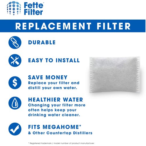 Fette Filter - Countertop Distillers Water Filters Compatible with Megahome and Other Counter Top Water Distiller Models - Pack of 12