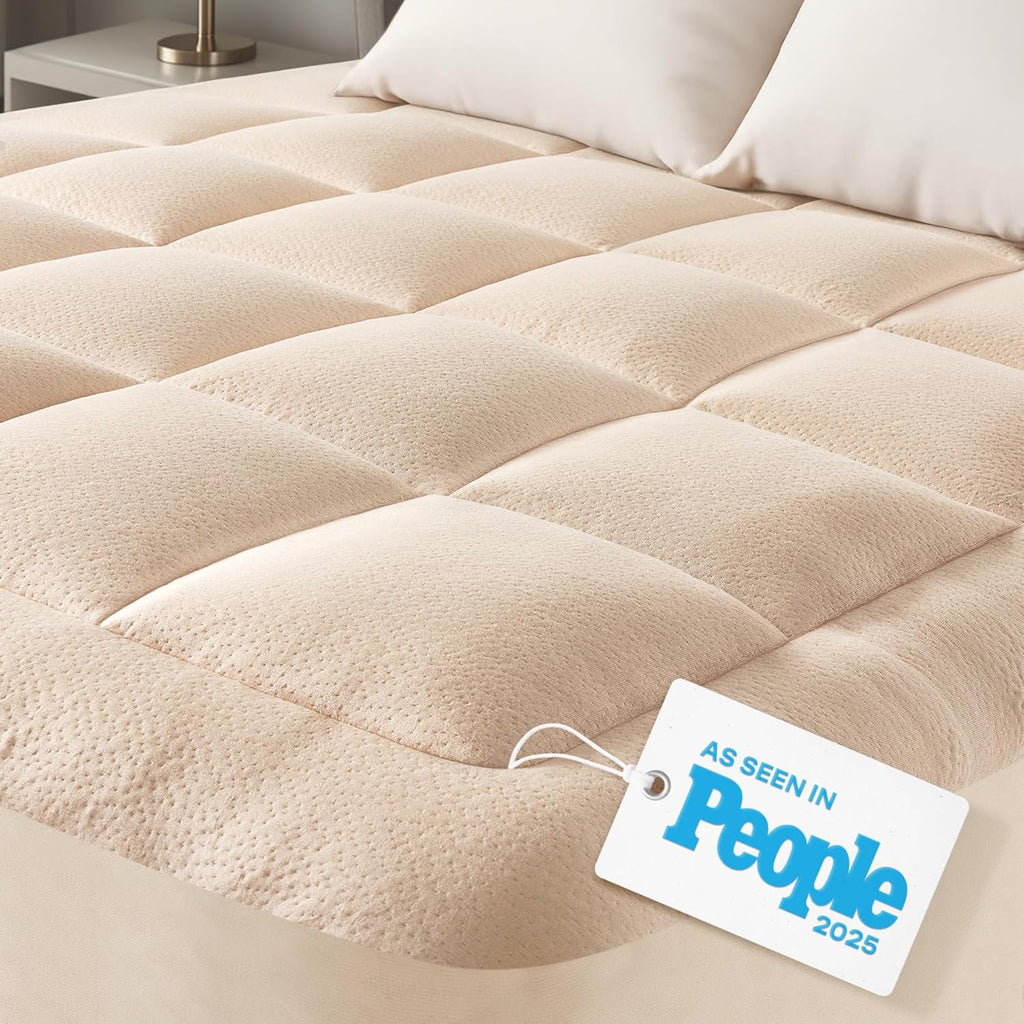Niagara Ultra Soft King Size Mattress Topper - Bamboo Viscose Pillow Top for Back Pain Relief | Naturally Cooling, Beige