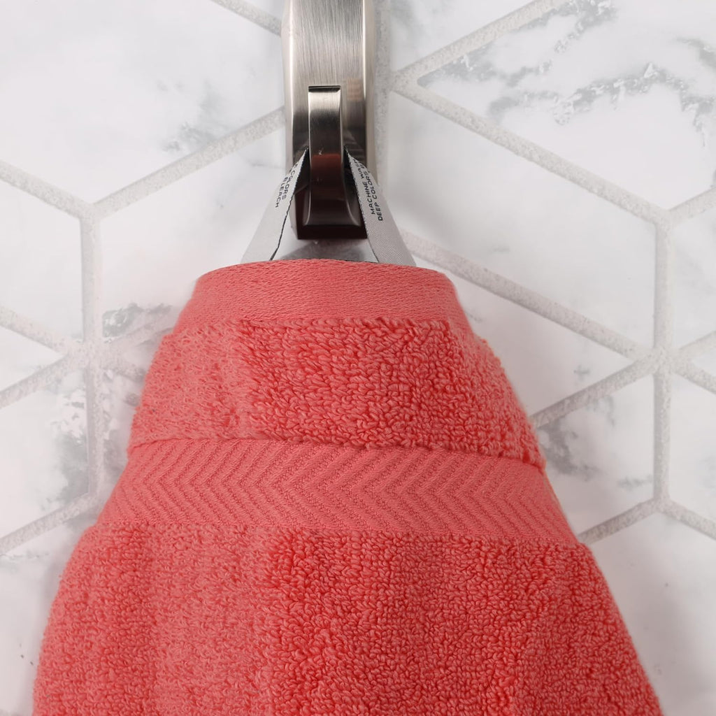 Superior Zero Twist 100% Cotton Towels - Ultra Soft & Absorbent 6-Piece Set in Coral | Includes 2 Washcloths, 2 Hand Towels, 2 Bath Towels