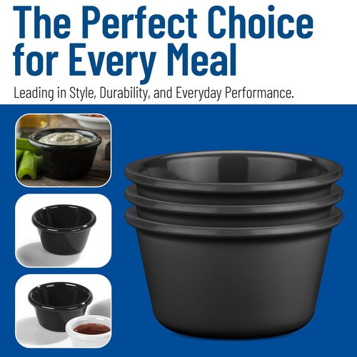 Carlisle FoodService Products Plastic Ramekin Sauce Bowl for Home and Restaurant, Plastic, 4 Ounces, Black, (Pack of 48)