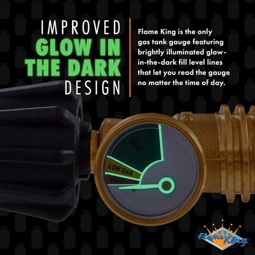 Flame King Propane Tank Gauge - Color-Coded Leak Detector & Pressure Meter | Universal Fit for BBQ, RV, Heater