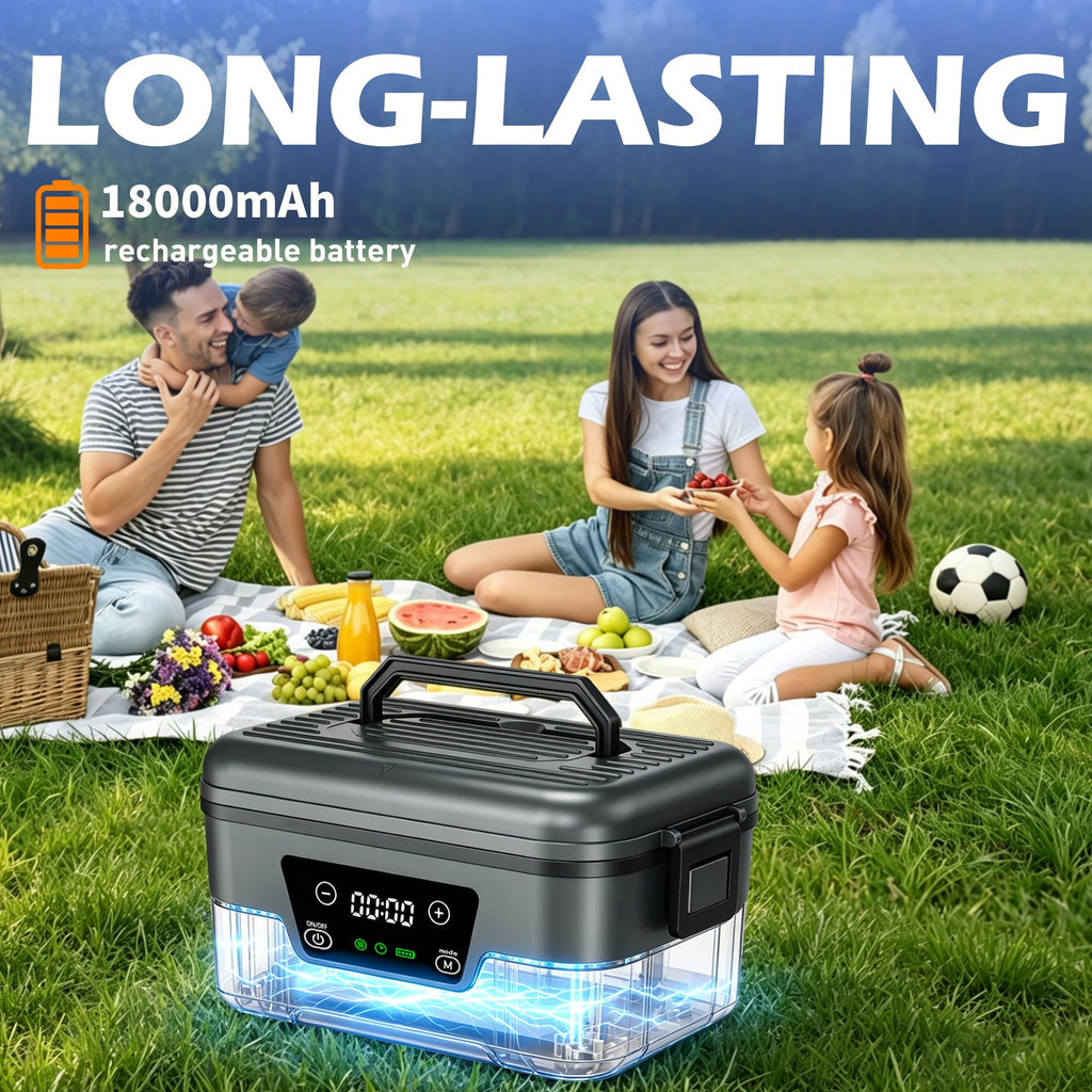 great dachong Heated Lunch Box for Men Adults, 18000mAh Rechargeable Electric Lunch Box Warmer, Wireless Cordless Lunchbox, Portable 6 Cups Battery Powered Food Heater 1.5L for Work Office Car