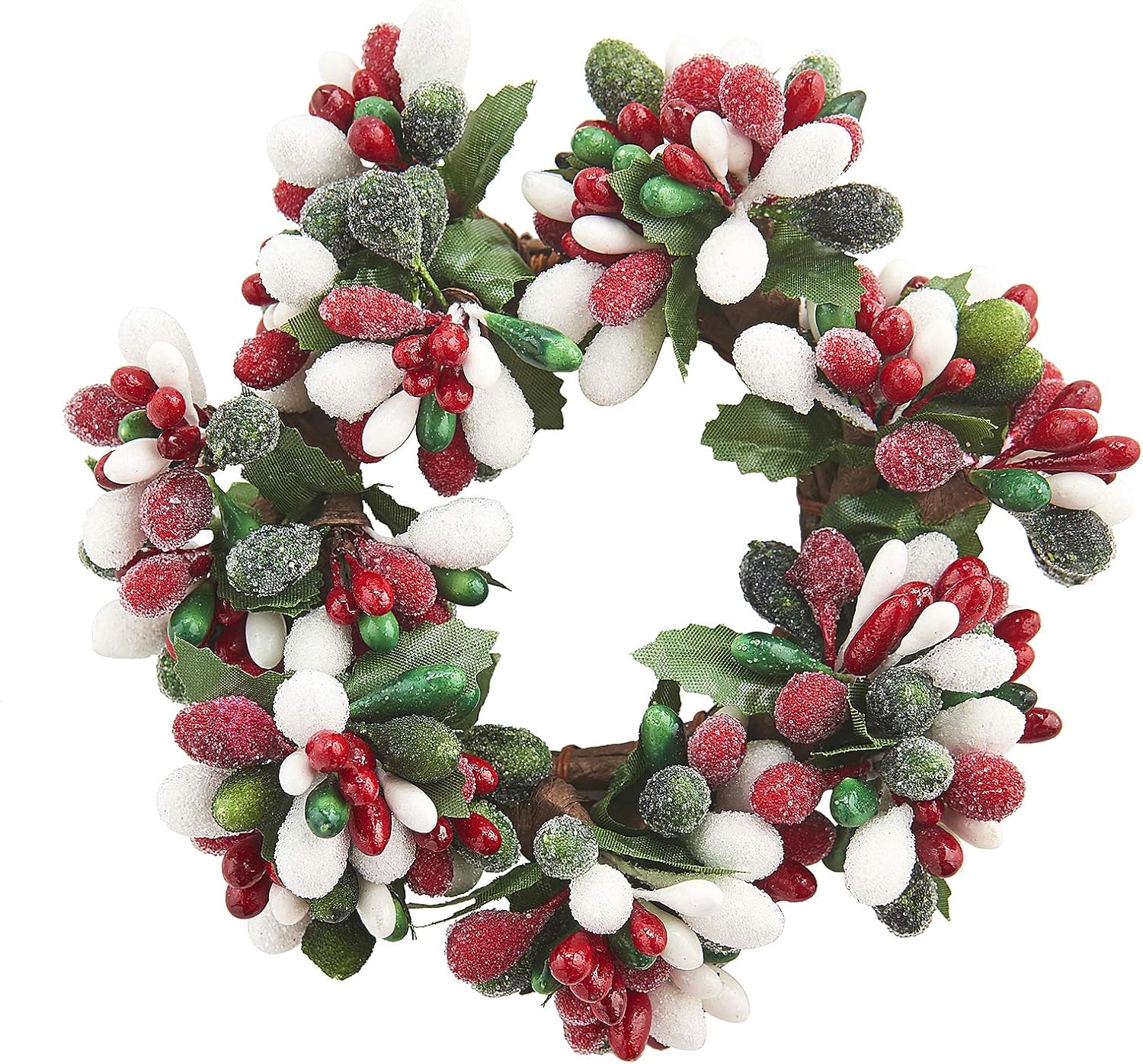 RAZ Imports Holiday Berry Candle Ring - Festive Christmas Table Decor - Fits Votive Candles (Green & Red)