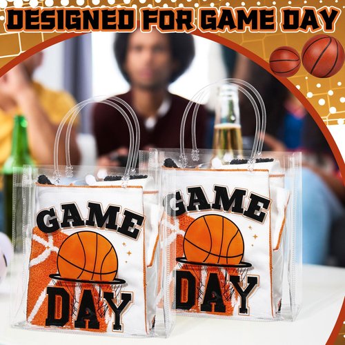 Wesnoy 20 Pcs Basketball Goodie Bags Basketball Party Favor with Handles Reusable Sport Themed Treat Bags for Candy Birthday Party Supplies 8 x 8 x 3.15''