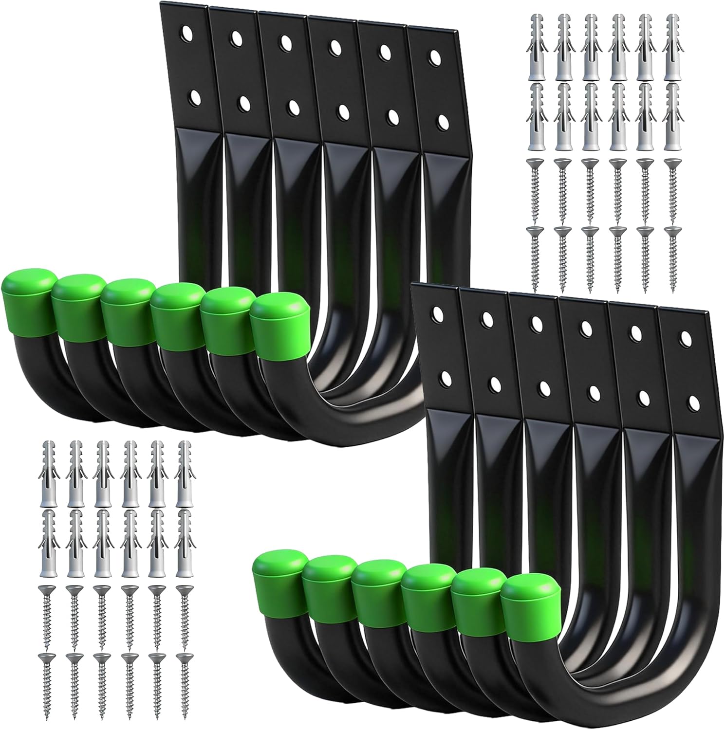 SWANLAKE Heavy Duty Garage Storage Hooks - 12 Black Utility Hooks for Wall Organization