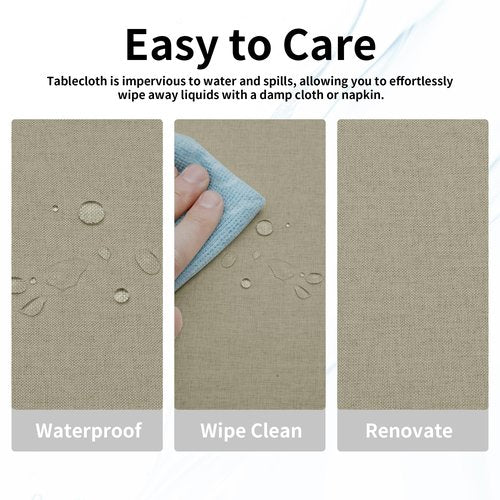 Easy-Going Faux Linen Waterproof Spill-Proof Tablecloth Stain Resistant Round Table Cloth Wrinkle Free Decorative Fabric for Kitchen, Dining, Party, Weddings, Restaurants (70 in-Round, Linen)