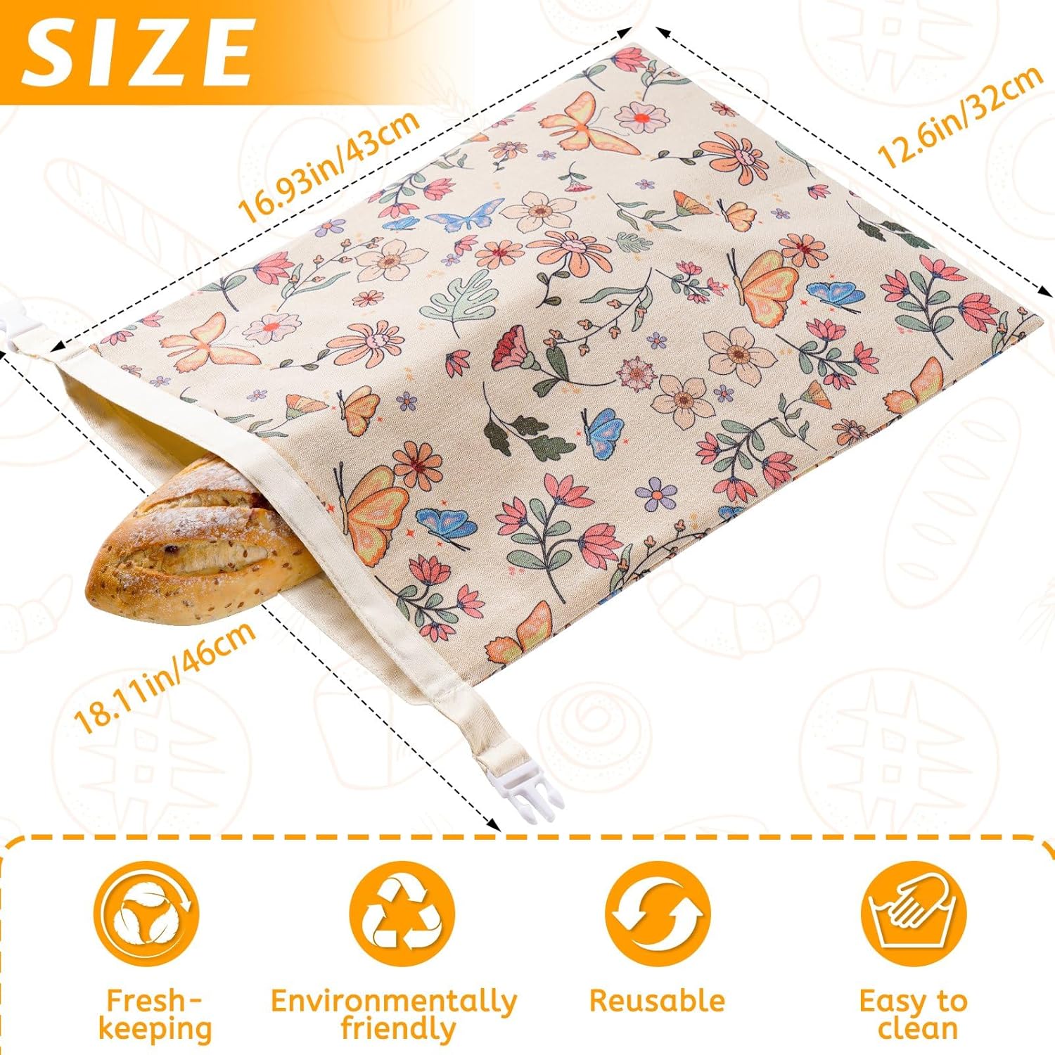 Skiennix Beeswax Bread Bags - Reusable Organic Linen for Sourdough | 17 x 12.6 Inches, Freshness Preservation & Freezer-Friendly
