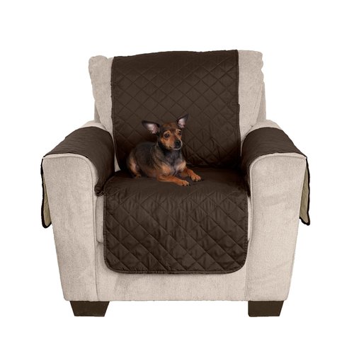 Furhaven Water-Resistant & Reversible Chair Cover Protector for Dogs, Cats, & Children - Two-Tone Pinsonic Quilted Living Room Furniture Cover - Espresso/Clay, Chair