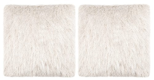 SAFAVIEH Home Modish Metallic Snow Metallic 20-inch Decorative Shag Pillow (Set of 2)