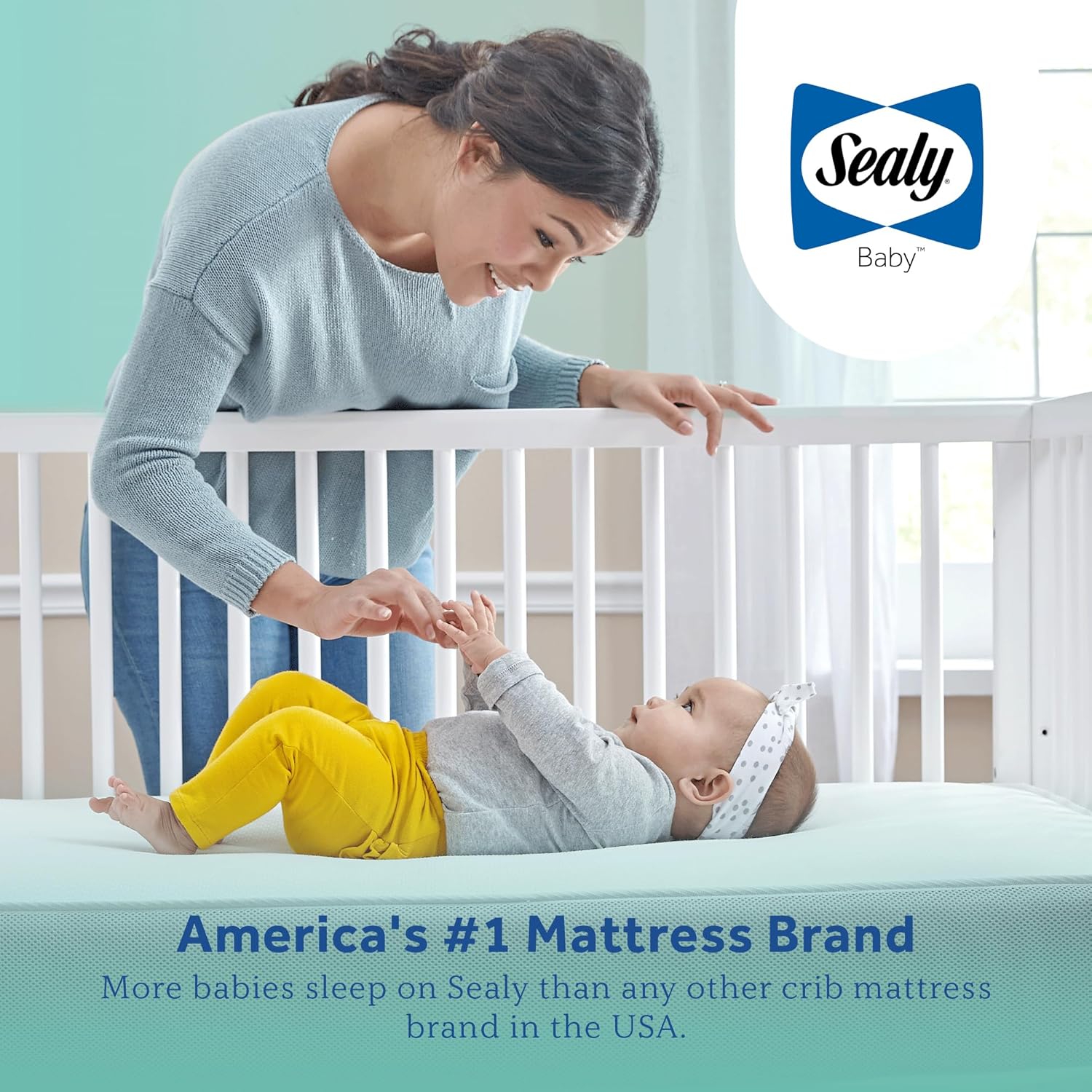 Sealy Baby Posture Perfect Breathable Crib Mattress, GREENGUARD Gold Certified, Made in USA, 2 Stage Hybrid Memory Foam & 150 Premium Coils, Toddler Bed Fit, Safety & Quality Tested, 52x28"