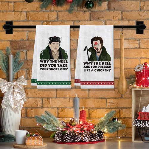 Home Alone | Funny Christmas Kitchen Towels - 2 Pack Holiday Dish Towels for Decor & Gifts
