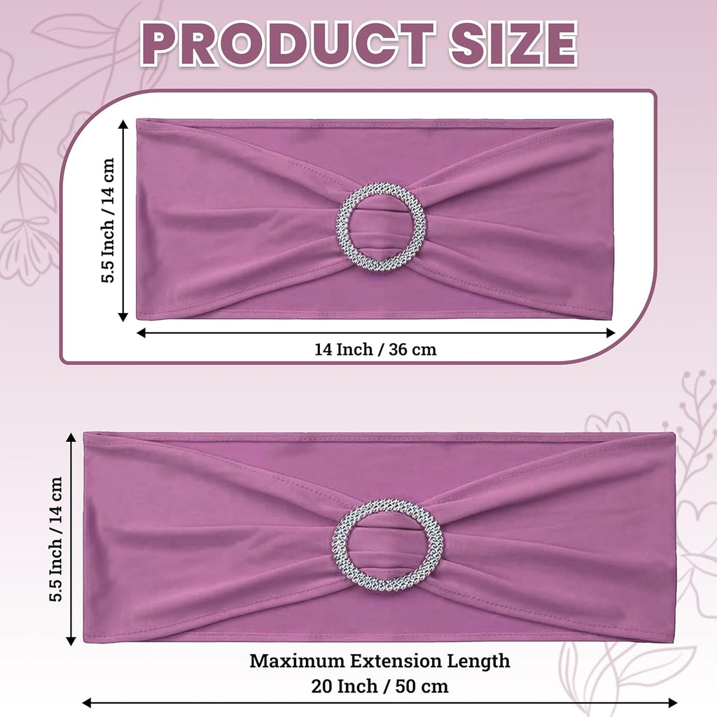 MDS Premium Stretch Spandex Chair Sashes - Pack of 100 with Buckle Slider | Universal Fit - Dusty Pink