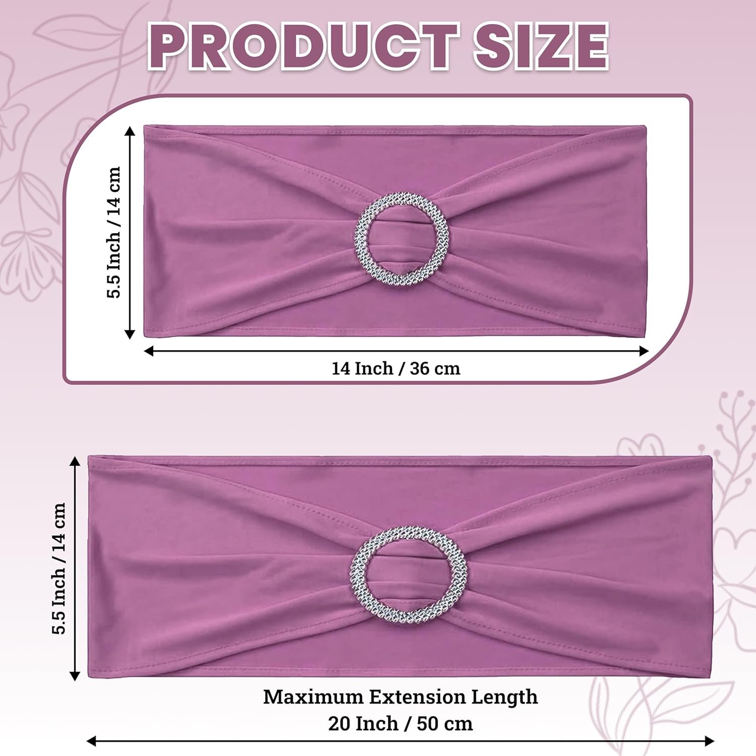 MDS Spandex Chair Sashes - Universal Fit Elastic Stretch Bands with Buckle for Weddings | Dusty Pink, Pack of 250