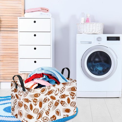 VAIVUSTO Rec Football Print Box Hamper Storage Basket Collapsible Organizer Bin Gift Shelf Baskets for Home and Kitchen Storage
