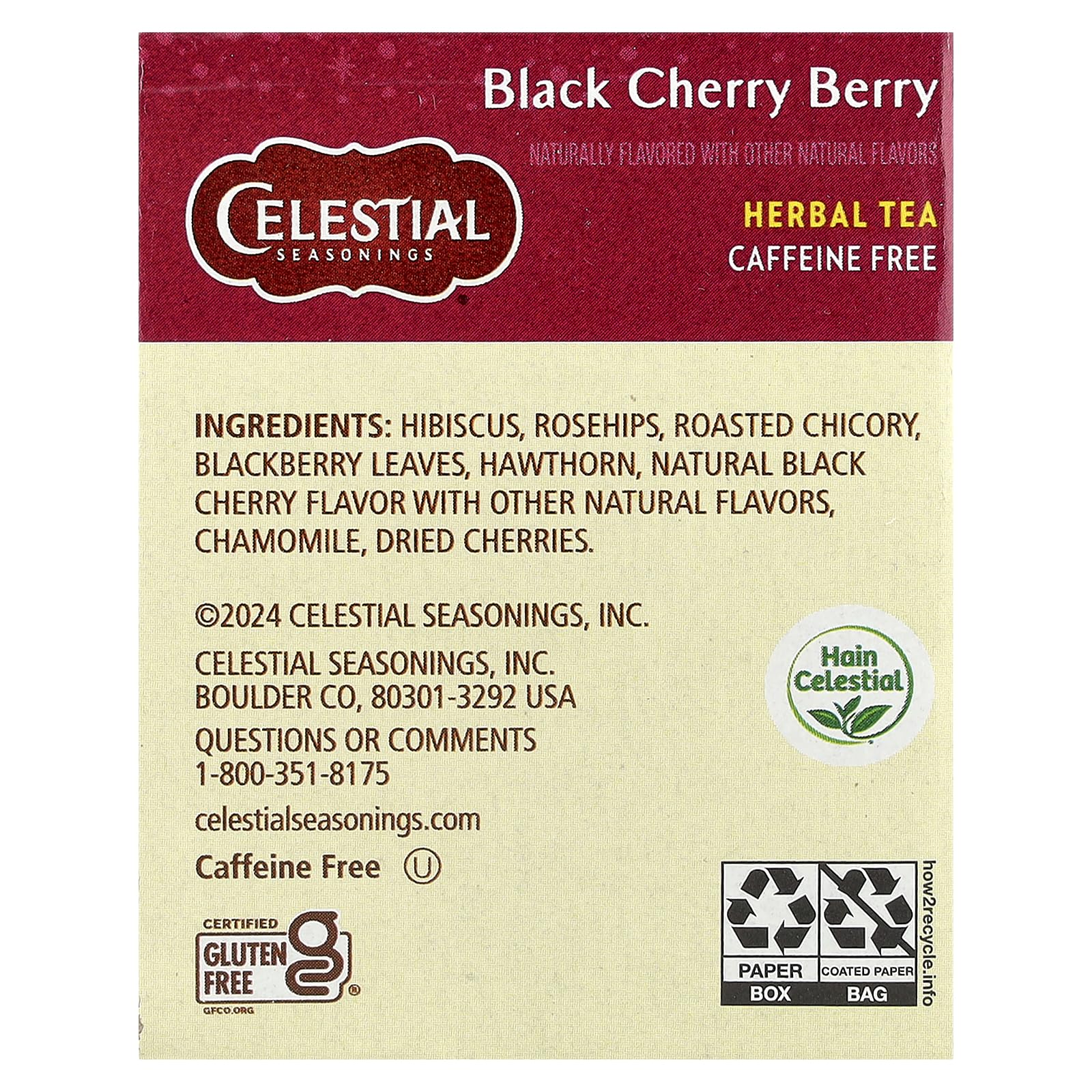 CELESTIAL SEASONINGS HERB TEA,BLK CHERRY BERRY, 20 BAG (pack of 3)