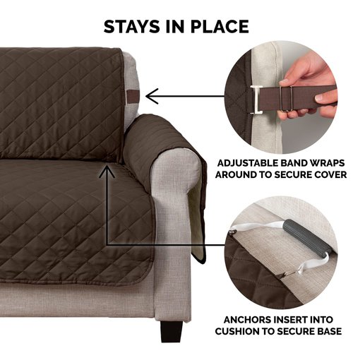 Furhaven Water-Resistant & Reversible Chair Cover Protector for Dogs, Cats, & Children - Two-Tone Pinsonic Quilted Living Room Furniture Cover - Espresso/Clay, Chair
