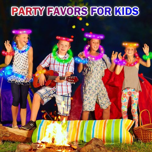 Glow Sticks | 36 PCS Camping Toys for Kids - Light-Up Pop Tube Bracelets & Necklaces for Parties