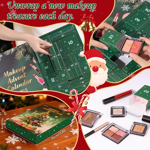 Makeup Advent Calendar 2025, 24 Days Christmas Beauty Countdown Calendar Makeup Set for Adult Women & Teen Girls, Ideal Xmas Holiday Surprise Gifts for Women