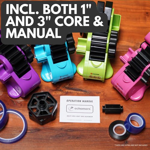 Echomerx Tape Dispenser - Multi-Roll Heat Resistant for Sublimation & Cricut | 1" & 3" Large Core, Blue