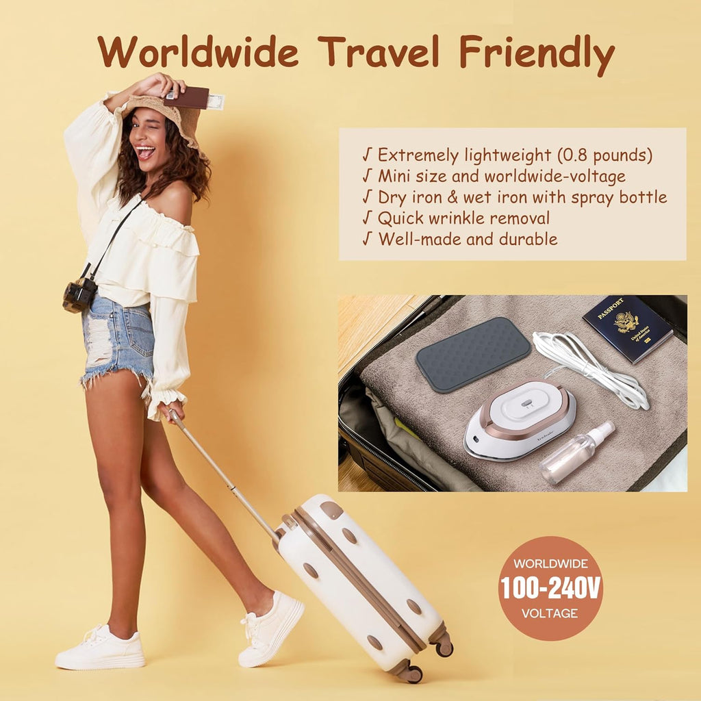 Newbealer Pro Steam Station Iron Bundle - Dual Voltage Travel Iron for Home & Travel Use