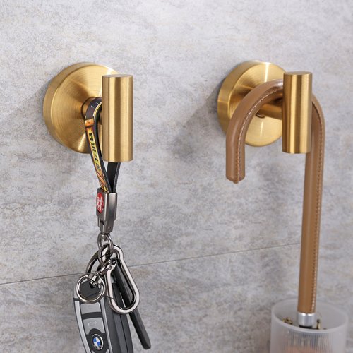 Augegel Suction Cup Hooks for Shower, Reusable Towel Hooks for Bathroom, T Shape Gold