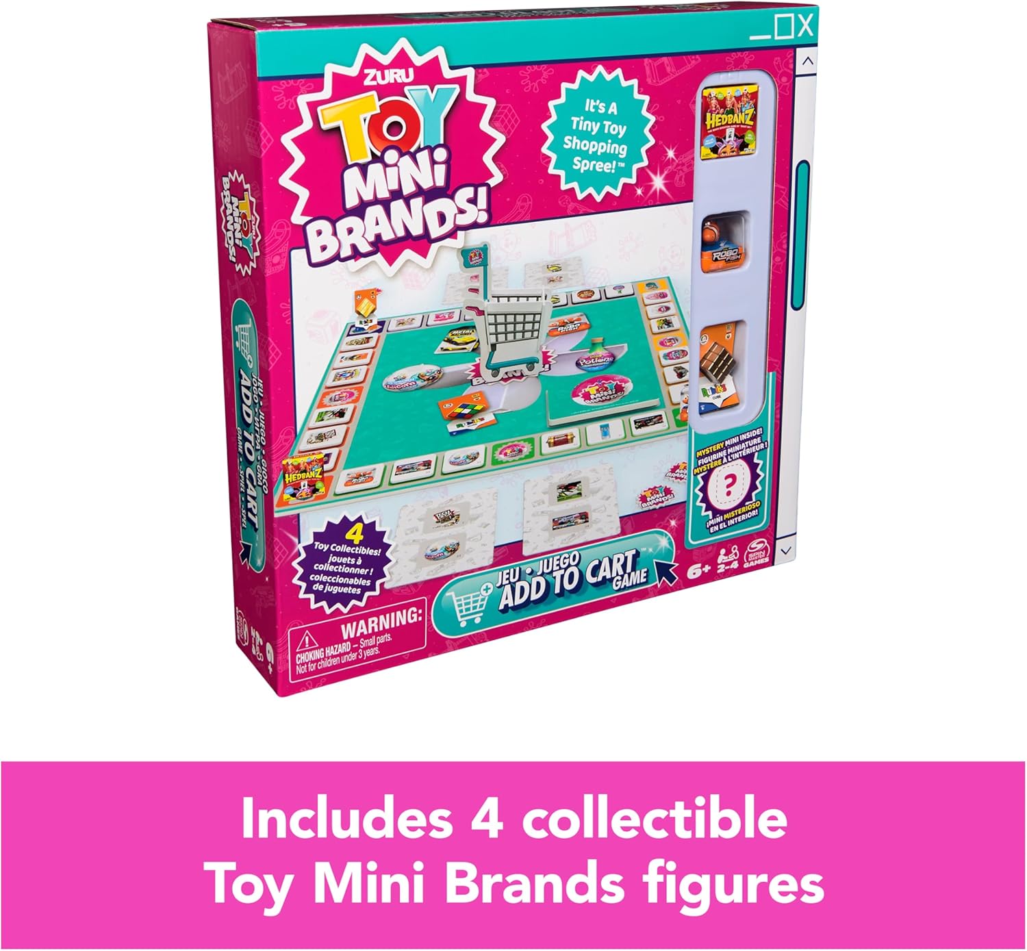 Spin Master Games | Toy Mini Brands Add to Cart Game - Tiny Shopping Spree for Kids, 4 Collectibles, Ages 6+