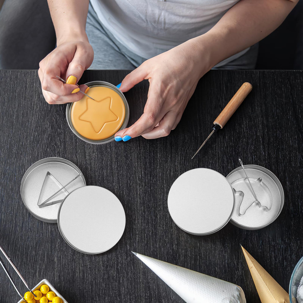PRETYZOOM Set of 12 Korean Sugar Candy Making Tools, Dal-gona Stainless Steel Cookie Cutters Game Kit Mold with Umbrella, Triangle, Star Round Biscuit Mold for Christmas, Valentine's Party Kits
