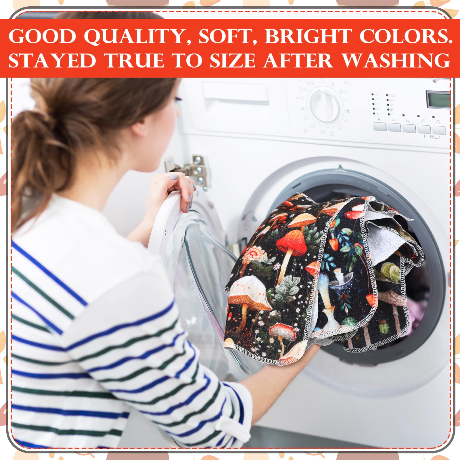 Noveread 36 Pack Mushroom Reusable Cleaning Cloths Washable Cotton Kitchen Towels for Home (Stylish Color)