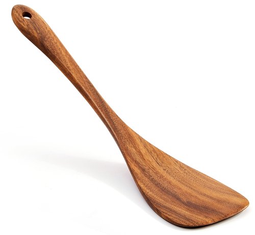 Jilla-hla Wooden Spatula Nonstick Turner Acacia Wood, Left Long Handle Flat Frying Spatulas Handmade for Kitchen Gifts, Ideal Cookware Utensils for Cooking Eggs, Fish, Pancakes