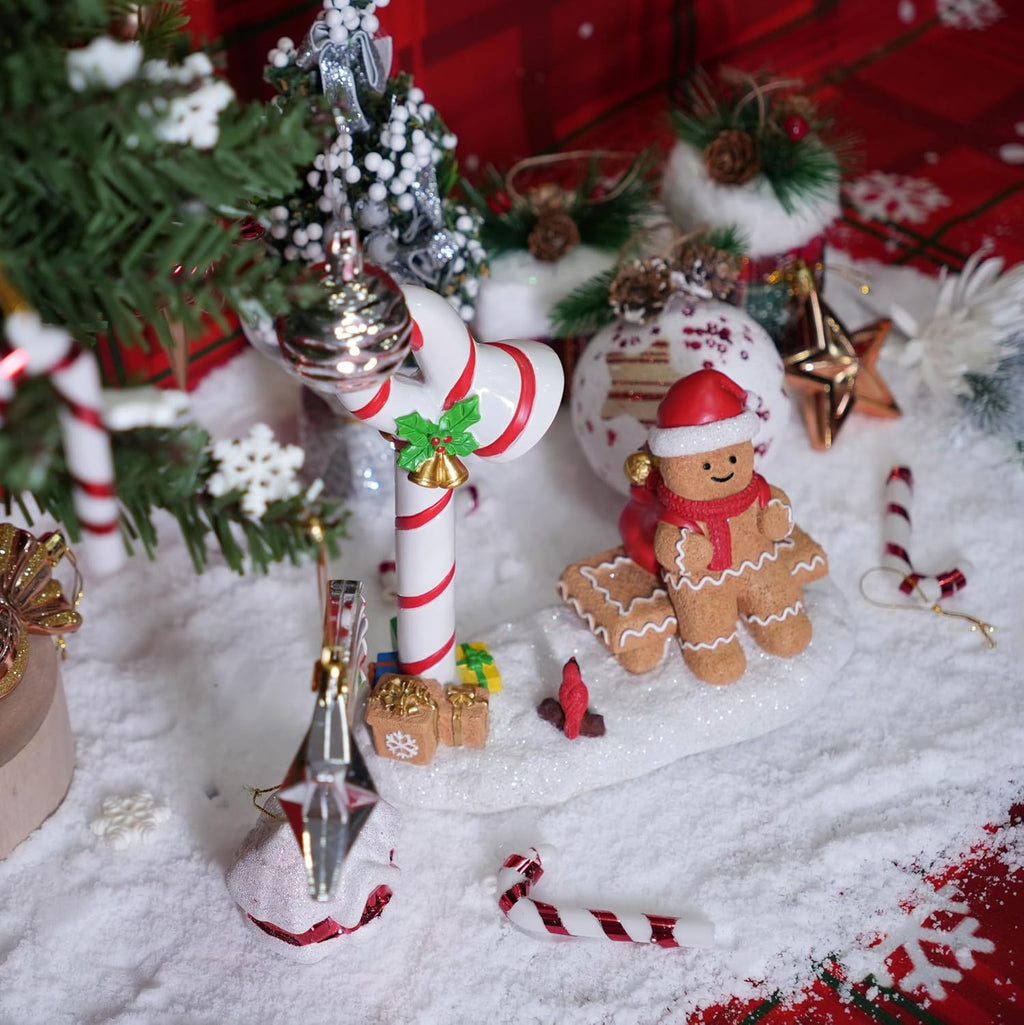 Skiennix Christmas Gingerbread Man Figurines - Cute Indoor Home Decor for Table Top Centerpiece