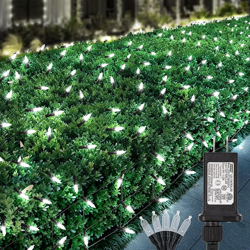 Outdoor Mesh Light Display 5x6 ft with 120 LED Warm White - 8 Modes, 30V, Connectable (Cool White - 2PCS)