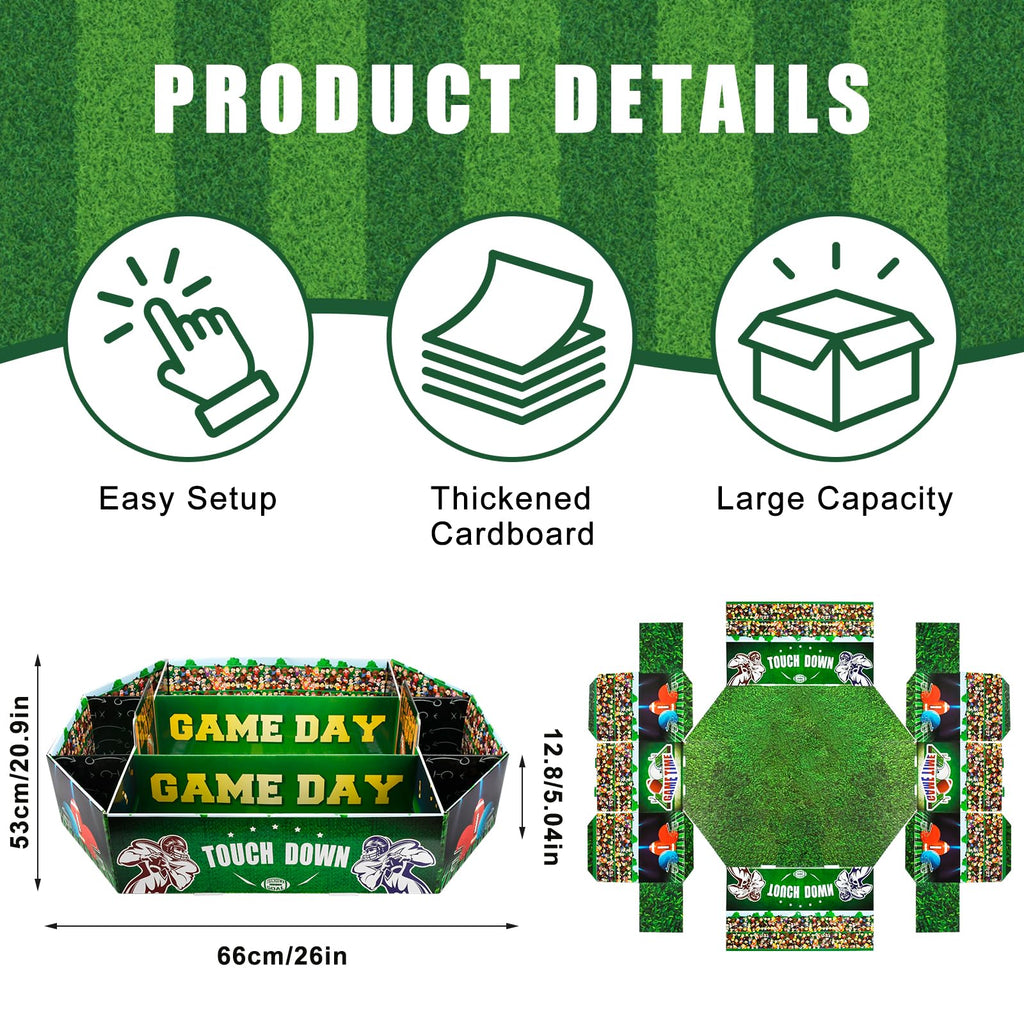 Football Party Decorations, Football Party Favors Food Tray Set Stadium Snack Display Tray for Game Day Tailgate Birthday Party Supplies Kit