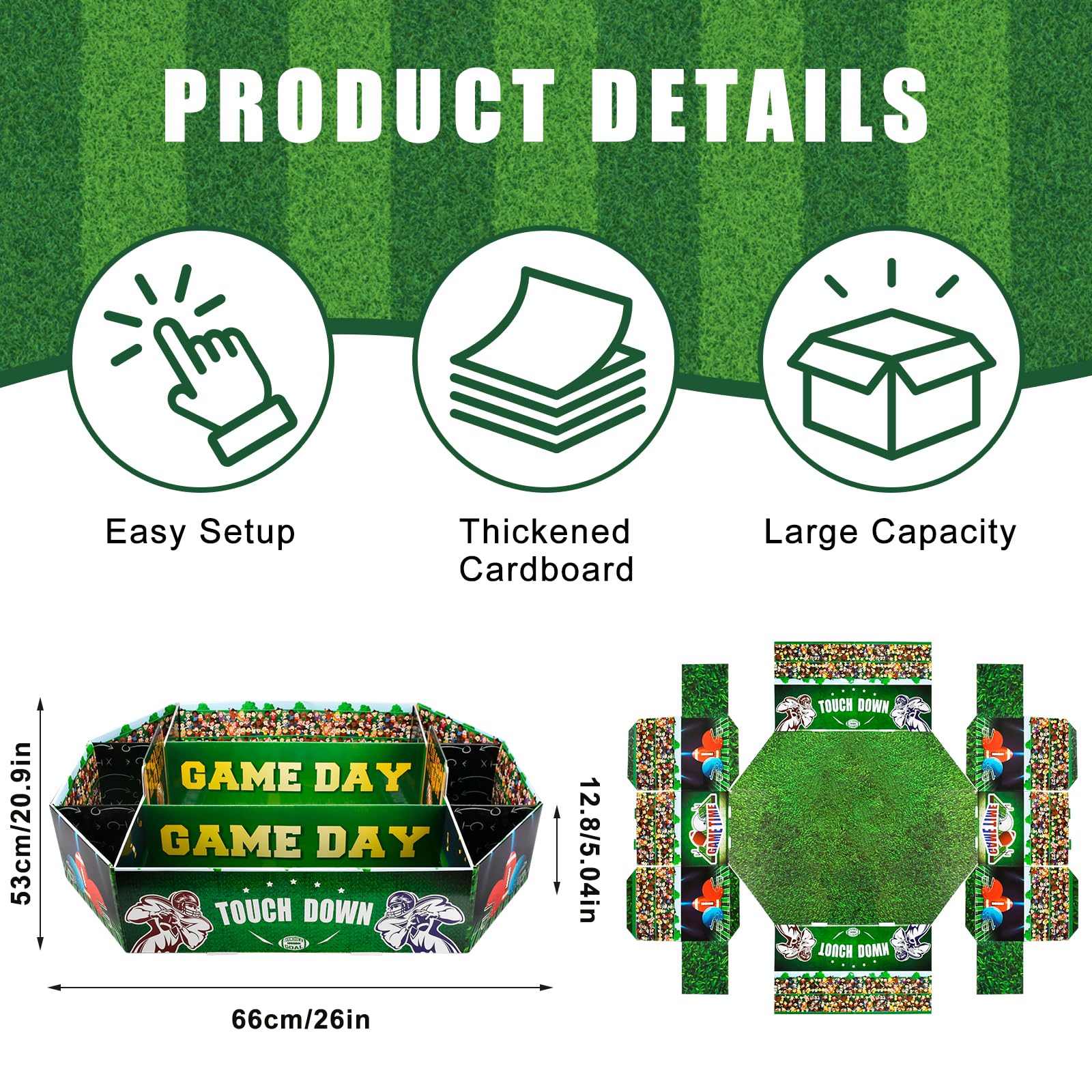 Football Party Decorations, Football Party Favors Food Tray Set Stadium Snack Display Tray for Game Day Tailgate Birthday Party Supplies Kit