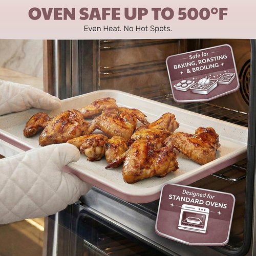 Gotham Steel 6 Pc Stackable Baking Pans Set, 70% Space Saving Design, Ceramic Bakeware Sets Non Toxic Made Without PFOA PFOS, with Baking Sheet Tray, Cake & Muffin Pans, Oven & Dishwasher Safe