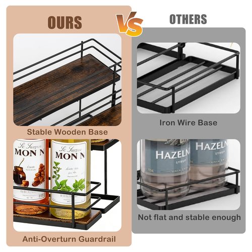 EFYSE Coffee Syrup Organizer rack, 2 Tier Syrup Holder(6 Bottle Capacity) for coffee bar syrup storage,kitchen condiment organization and wine display.