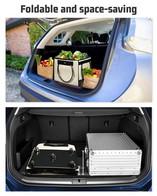LOEUO Large Reusable Grocery Bag on Wheels, Foldable Rolling Tote Bag with Detachable Roller