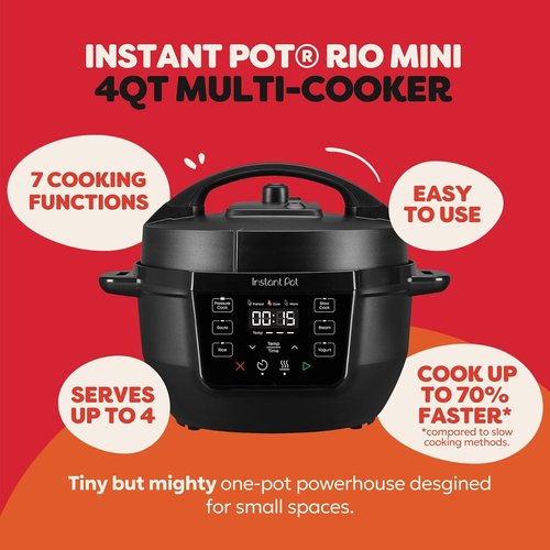 Instant Pot 4QT RIO Mini 7-in-1 Multi-Cooker - Versatile Pressure Cooker & Slow Cooker in Black