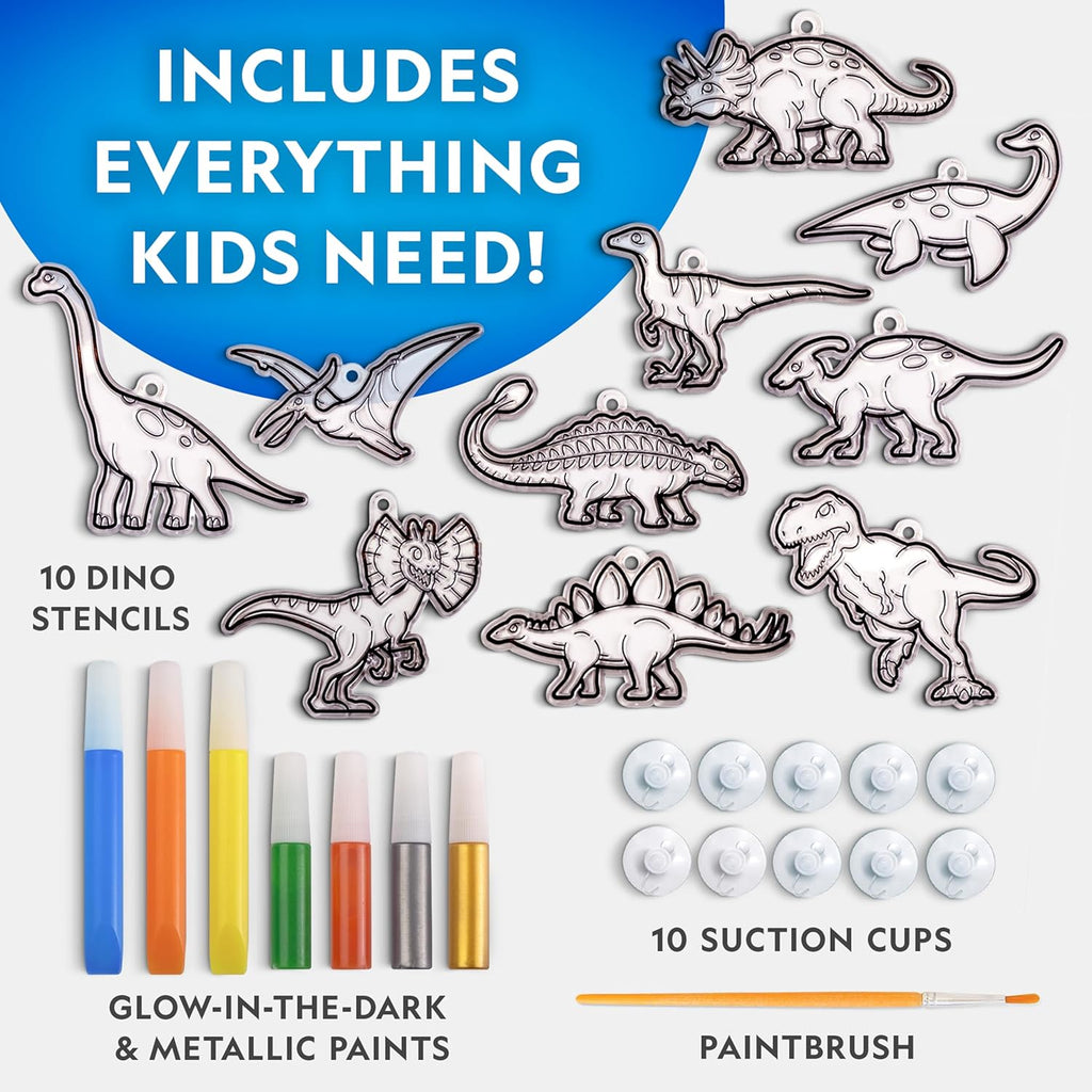 National Geographic Kids Stained Glass Kit - Glow in The Dark Dinosaur Crafts for Ages 4-8 | Window Art Set