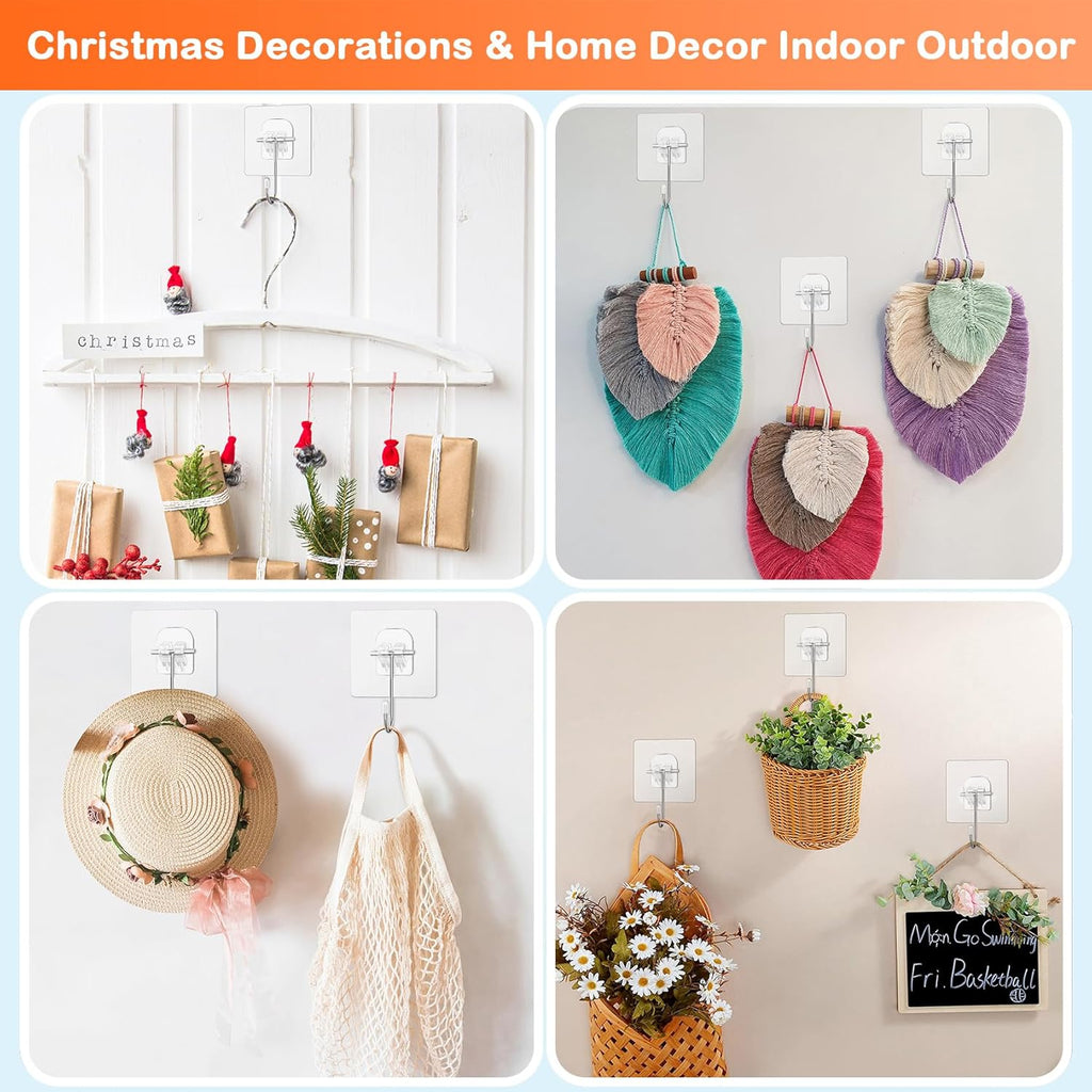 Skiennix Large Clear Wreath Door Hanger - 60lb Over-The-Door Hooks for Holiday Decorations