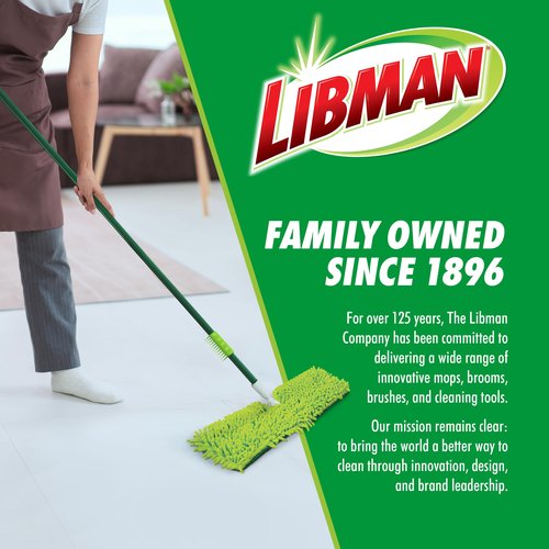 Libman 18" 2-Sided Microfiber Dust Mop, Double Sided Dry Wet Mops for Floor Cleaning, Hardwood, Laminate, Tile Cleaner, 360 Degree Swivel Head, 49” Long Handle