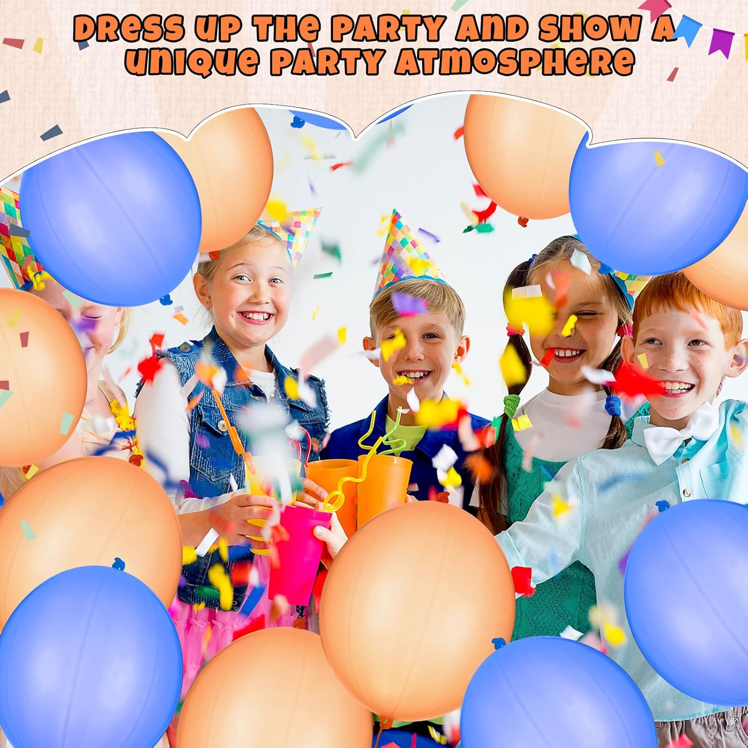 Soulchen Punch Balloons - 24 Pcs Blue & Orange Party Favors for Kids' Birthday Decorations | Thickened with Rubber Band Handle