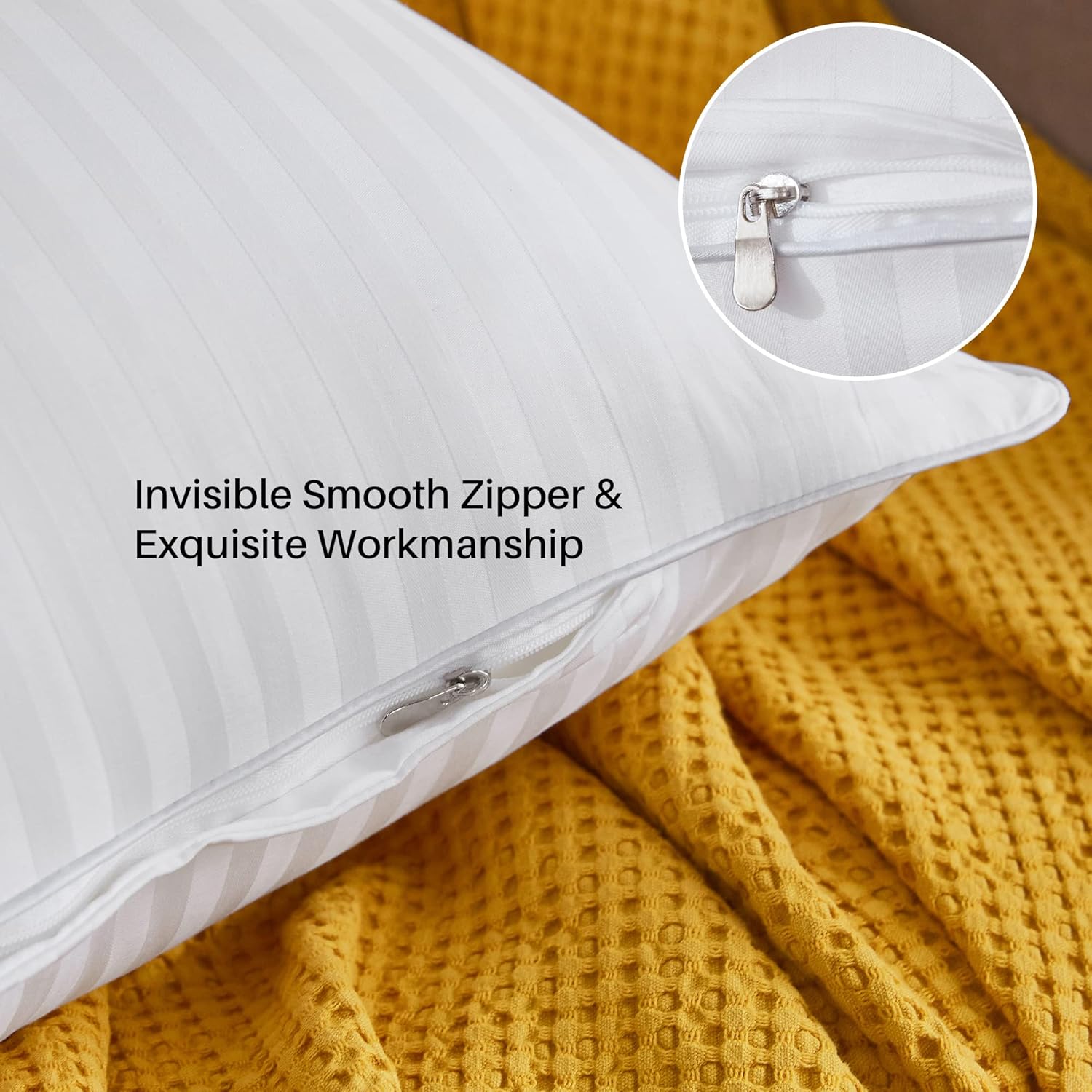 Oubonun Throw Pillow Inserts - Firm & Fluffy Decorative Cushions for Couch & Bed | 18x18 Inches, White, Pack of 2