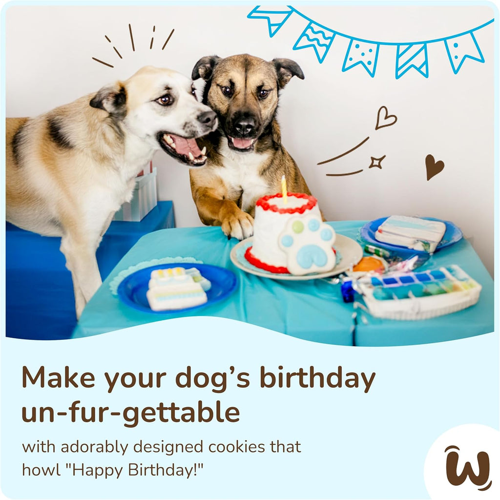 Wufers Birthday Boy Cookie Box - Gourmet Dog Treats Made with Locally Sourced Ingredients (Blue)