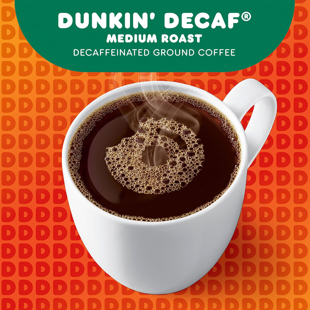 Dunkin’ Decaf Medium Roast Ground Coffee, 30 Oz. Canisters (Pack of 4)