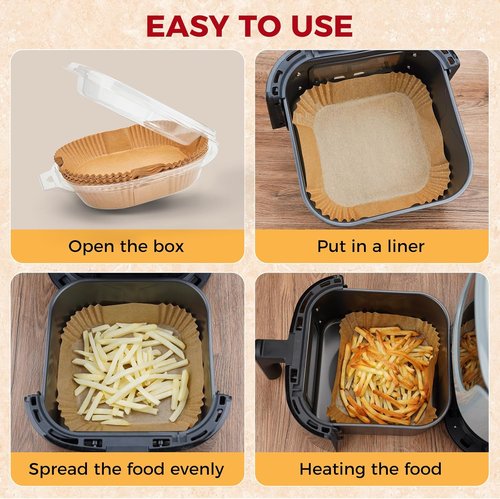 Air Fryer Liners - 100 Pcs Non-Stick Parchment Paper for 1-3 QT Air Fryers | 4.7 Inch Square Sheets