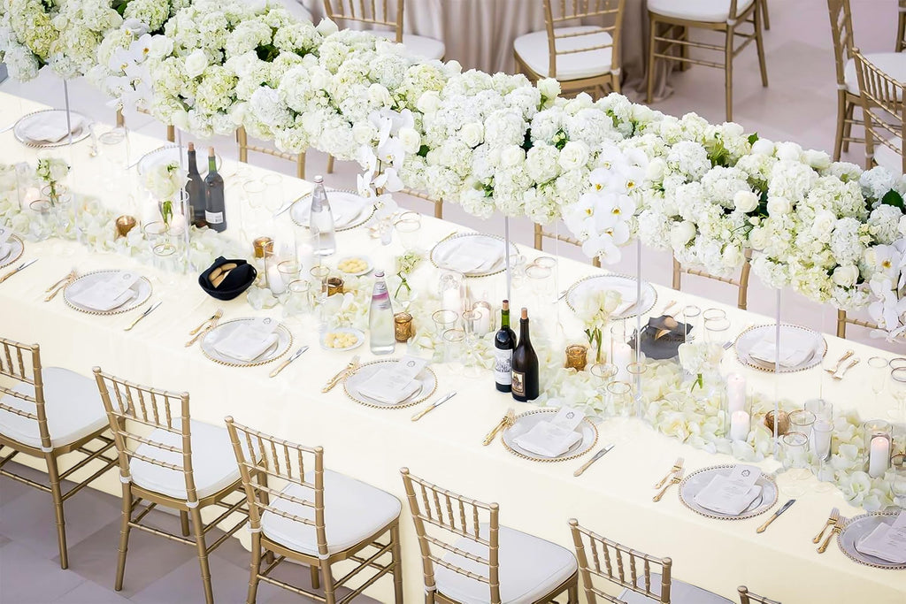 fani 8 Packs Tablecloth 90 x 156 Inch, Ivory Polyester Table-Cloth for 8ft Rectangle Tables, Stain and Wrinkle Resistant Washable Fabric Table Cover for Wedding Banquets Parties Buffet Dining