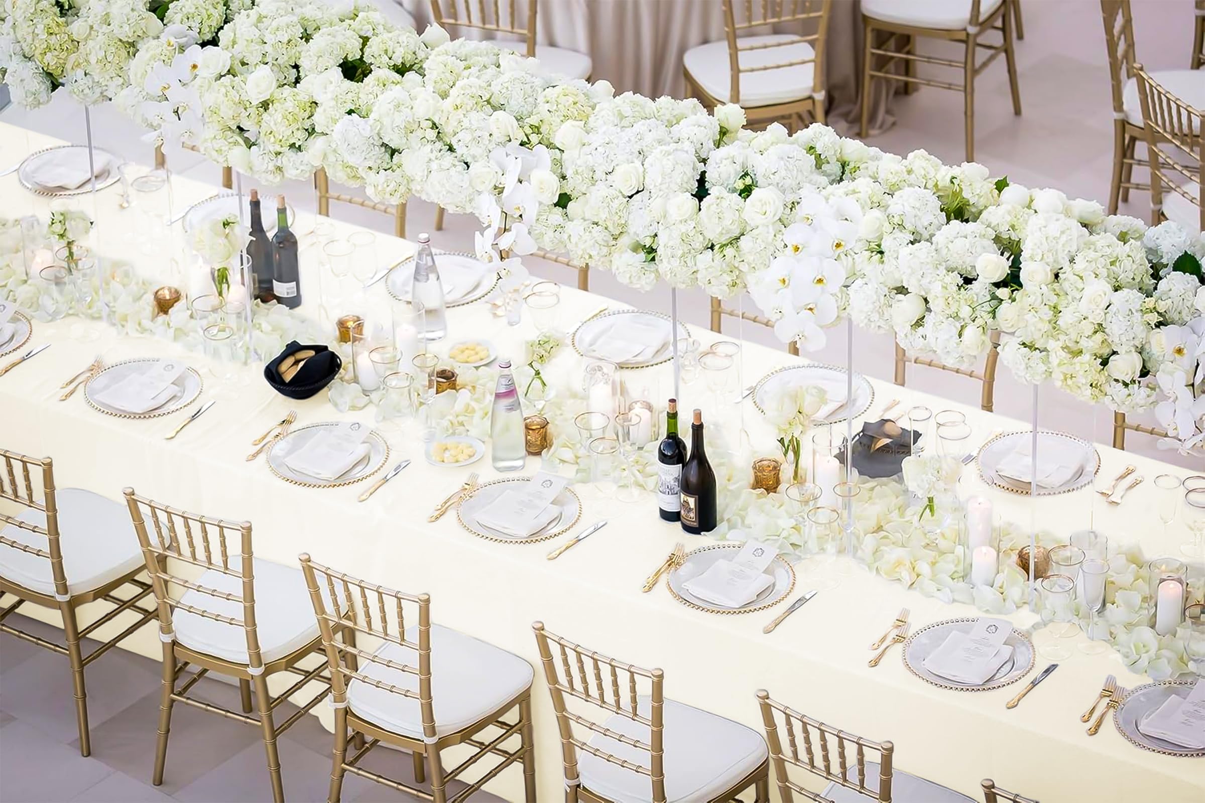 fani 8 Packs Tablecloth 90 x 156 Inch, Ivory Polyester Table-Cloth for 8ft Rectangle Tables, Stain and Wrinkle Resistant Washable Fabric Table Cover for Wedding Banquets Parties Buffet Dining