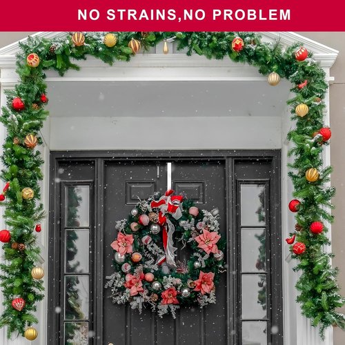 ESFUN Black Wreath Hanger - Over The Door Metal Hook for Christmas Decorations | 12 Inch, 2 Pack