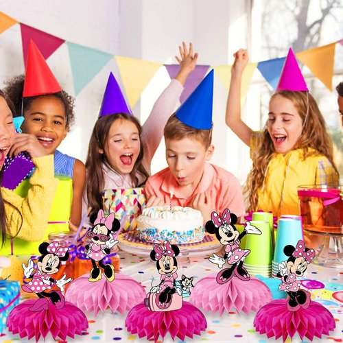 Cartoon Birthday Decorations, Cute Honeycomb Table Centerpiece, 3D Table Decorations Birthday Party Supplies Party Decorations (Pink)